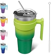 BJPKPK 40 oz Tumbler With Handle Insulated Tumbler With Lid And Straw Stainless Steel Travel Mug ...