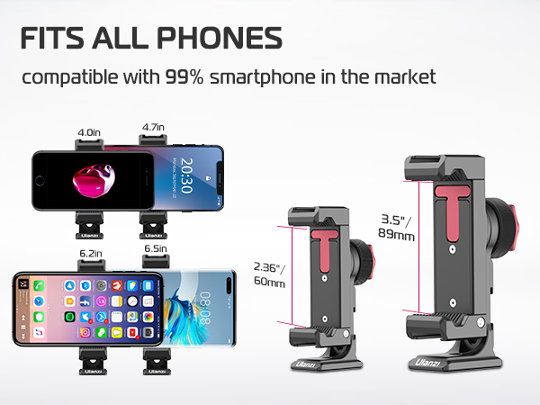ULANZI ST-27 Phone Tripod Mount, 360° Metal Phone Holder for Tripod w 3 Cold Shoes &amp; Arca Port