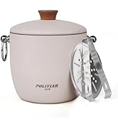 POLIVIAR Ice Bucket, 2.5L Double Wall Ice Bucket with Lid, Stainless Steel Ice Bucket with Tong &amp;...