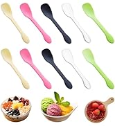 LIOUCBD 500PCS Disposable Plastic Mini Spoons, 4 Inch Colored Tasting Spoons for Dessert, Small T...