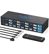 8K HDMI + 2 Displayport KVM Switch 3 Monitors 4 Computers 4K144Hz USB 3.0 KVM Switches Triple Mon...