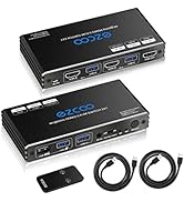 USB 3.0 KVM Switch HDMI 2 Computer 1 Monitor HotKey 4K60 4:4:4 HDR Atmos - 2 PCs Share Keyboard M...