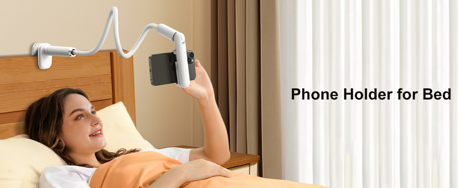 HIYJEN Gooseneck Phone Holder for Bed Laying Down with Clamp