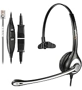 Wantek Yealink Phone Headset with Quick Disconnect Cord, RJ9 Office Telephone Headsets with Mic N...