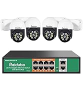 8 Port Gigabit PoE Switch & 4 PCS 2K PTZ PoE Outdoor Security Cameras @15fps Color Night Vision
