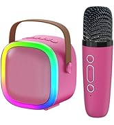Karaoke Machine for Kids Adults, Portable Bluetooth Speaker with Wireless Microphone and LED Ligh...