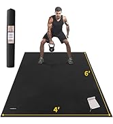 CAMBIVO Large Exercise Mat for Home Workout, 8'x6'/7'x5'/6'x4' (7 mm) Extra Thick Exercise Mat fo...