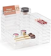 SMARTAKE 25-Piece Drawer Organizer with Non-Slip Silicone Pads, 4-Size Desk Drawer Organizer Tray...