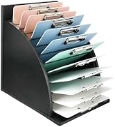 HULISEN Clipboard Holder, Wooden Clipboard Organizer Storage with 12 Slots | High-Rise Side Panel...