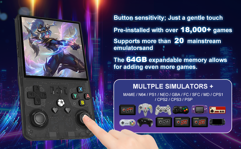 R36MAX Upgraded Retro Gaming Console,4.0 inch IPS Screen