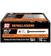 Grip-Rite 2CDWS1#6 X 2 Phillips Bugle Head Coarse Thread Sharp Point Drywall Screw, 1lb Box
