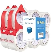 JARLINK 12 Rolls Clear Packing Tape with 2 Dispensers, Heavy Duty Packaging Tape Refills for Ship...