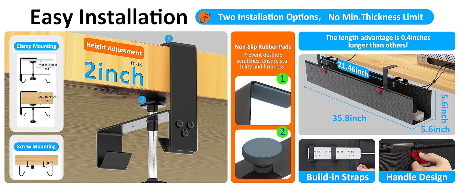 Under Desk Cable Management Tray