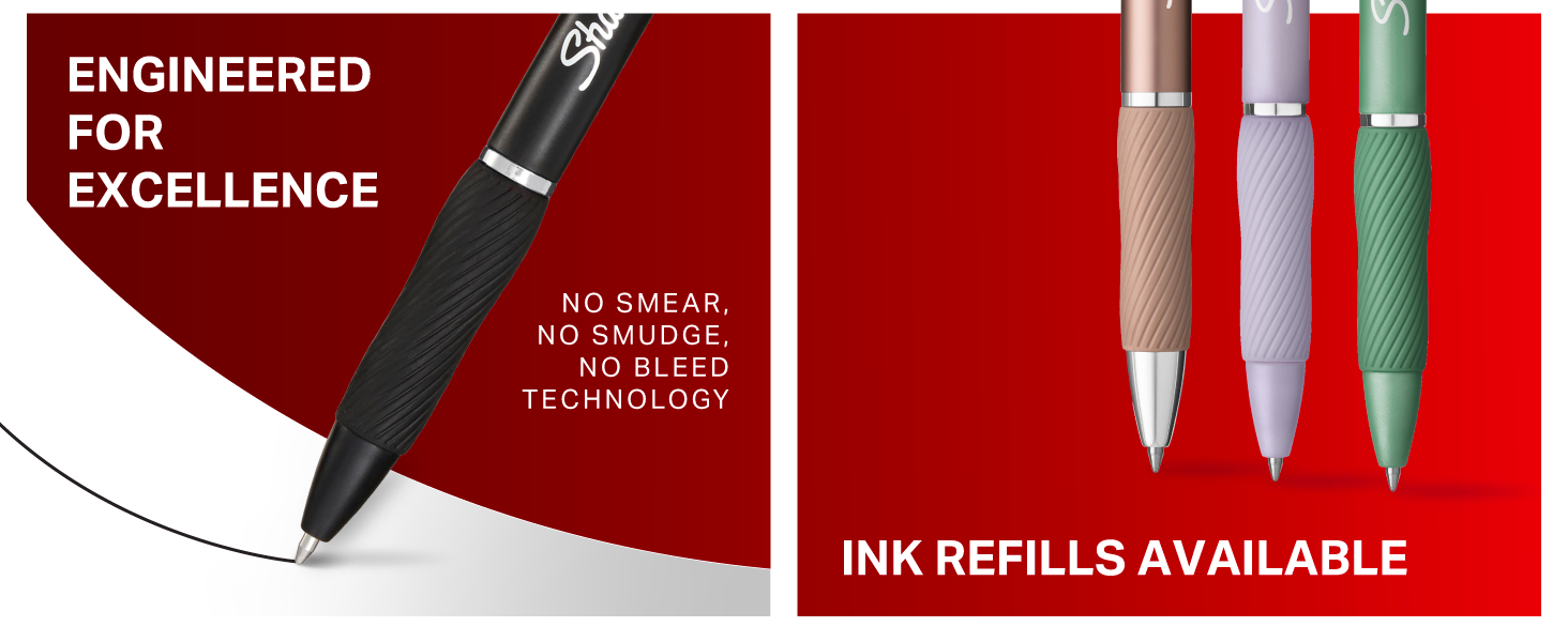 pen features smooth smear smudge bleed tech refill professional college teacher home office grip