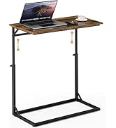 Vagusicc C Shaped End Table, Tall Side Table for Couch, C-Table End Table Adjustable Height Side ...