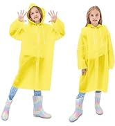 TUNCHMO 2 Pack Kids Rain Ponchos Reusable EVA Raincoats with Drawstring Hood and Cufflinks, Water...