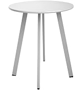 Meluvici Outdoor Side Table, Weather Resistant Patio Small Side Table Outdoor Indoor Round Metal ...