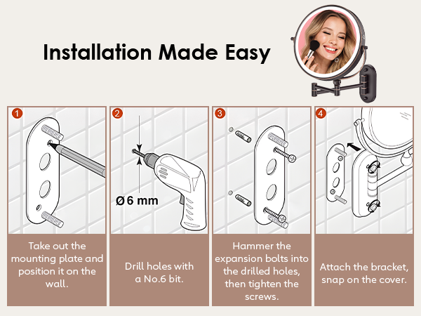 Wall Mounted Lighted Makeup Mirror