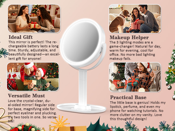 lighted makeup mirror with magnification