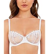 Wingslove Women's Sexy Lace Bra Demi Sheer Mesh Balconette See Through Bralette Unlined Underwire...