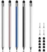 Stylus with 10 Rubber Nibs &amp; 4 Clear Tips, 2-in-1 Stylus Pen for Touch Screen(5 Pcs), High Precis...