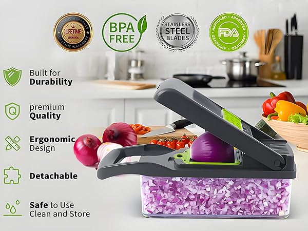 Vegetable Cutter with Container, Dicer, Kitchen Gadgets &amp;amp; Essentials