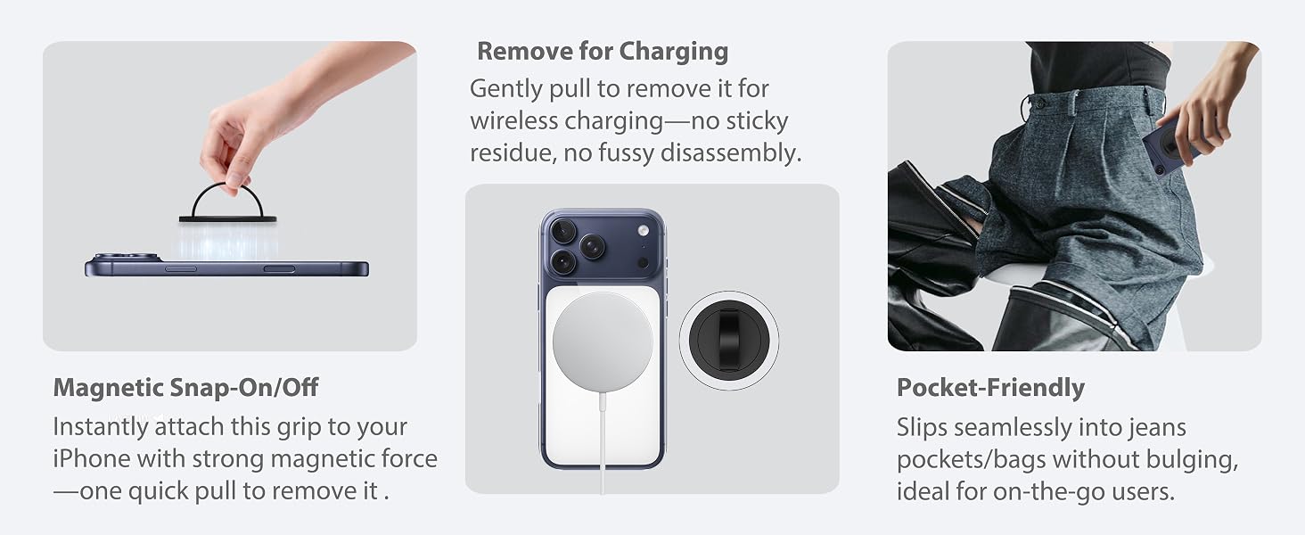 Magnetic Snap-On/Off + Charging-Ready + Pocket-Friendly