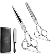 CIICII Professional Hair Cutting Scissors Shears Kit, 440C 7 Inch Barber Haircut Scissors Set (Ha...