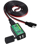YONHAN Motorcycle Phone Charger 4.8A, SAE to USB Adapter with Voltmeter & ON/Off Switch, Dual USB...