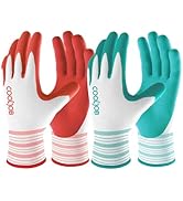 COOLJOB 6 Pairs Gardening Gloves for Women Ladies, Breathable Rubber Coated for Yard Garden, Outd...