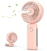 RNKRUN Portable Handheld Misting Fan, USB Rechargeable Personal Mister Foldable Fan with Water Ta...