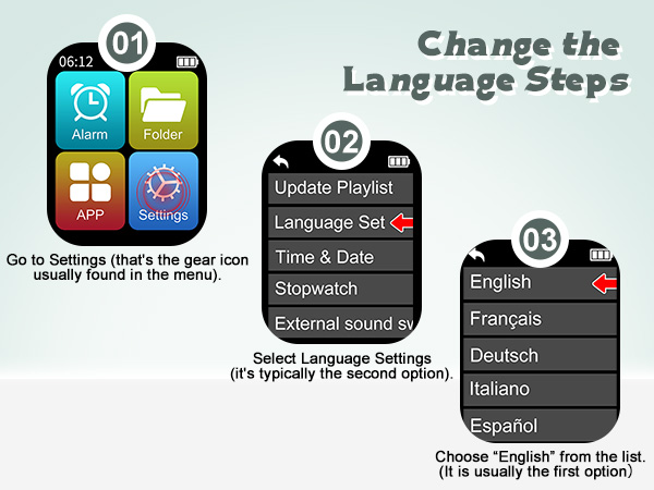 Change the language steps