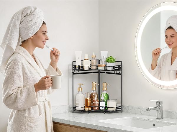 corner bathroom counter organizer