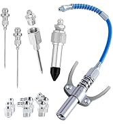 Grease Gun Tips Kit – Grease Gun Needle Nozzles, 12" Flex Hose, Grease Dispenser, Hydraulic Coupl...