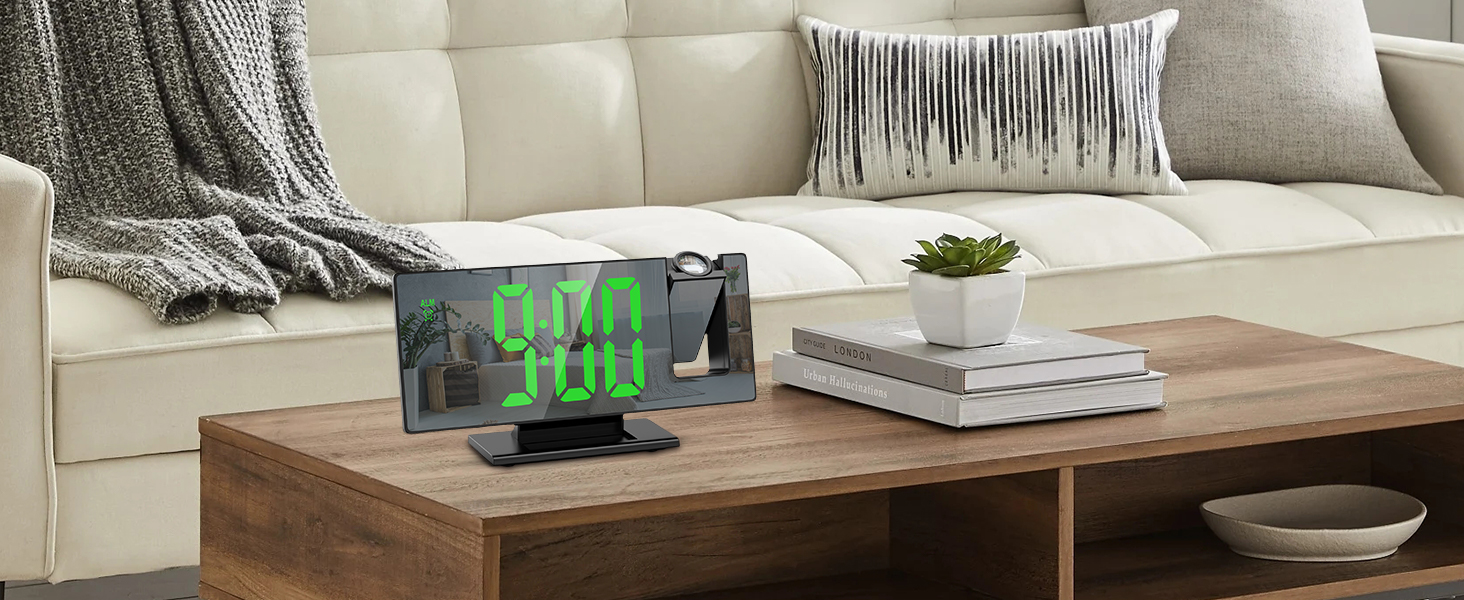 ORIA Projection Alarm Clock, LED Electronic Alarm Clock, 7.8" Mirror Desk Alarm Clock