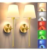JOFIOS Battery Operated Wall Sconce Set of 2,Gold Wireless Wall Sconce with 5200mAh Dimmable Deta...