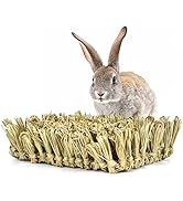 Hamiledyi Rabbit Grass Bed,Bunny Natural Straw Woven Mat,Guinea Pig Hay Mat Chew Mat for Rabbit G...