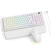EWEADN C98 Gaming Keyboard and Mouse, Wired PC Gaming Keyboards with Multimedia Knob, Wrist Palm&amp;...