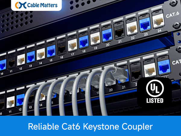 [UL Listed] 10-Pack 10Gbps Cat6 Keystone Coupler, RJ45 Keystone Jack Coupler/Ethernet 