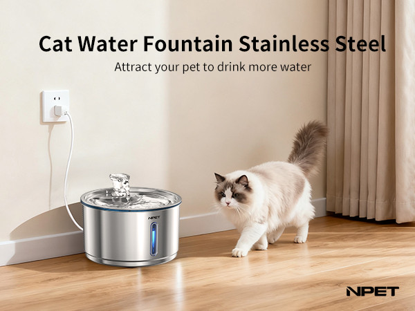 npet cat water fountain stainless steel