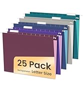 SUNEE Hanging File Folders Vintage Colors, 25 Pack Letter Size File Folders with 1/5-cut Tabs, St...