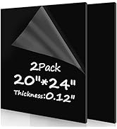 2 Pack Black Acrylic Sheet 20" x 24"(508 x 610mm) Plexiglass Panel 1/8"(3mm) Thick Transparent Pl...