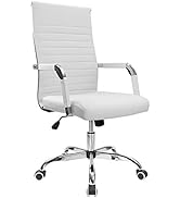 Furmax Ribbed Office Desk Chair Mid-Back PU Leather Executive Conference Task Chair Adjustable Sw...