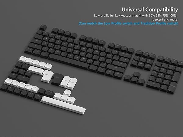 Low Profile Keycap, Shine Through Keycaps, Custom Keyboard Keycaps 75 Percent Black keycaps