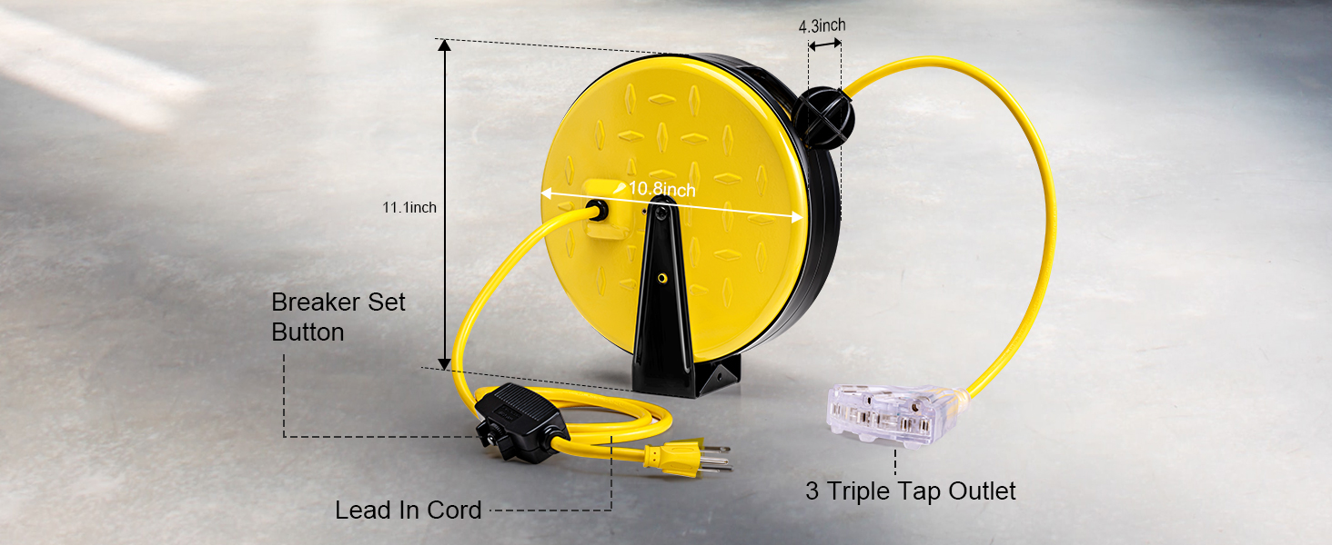 S+30FT-2-LEPENEL Retractable Extension Cord Reel