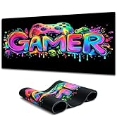 SparkLia Gamer Gaming Mouse Pad, Blacklight Game Controller Horror Skull Waterproof Large Mouse M...