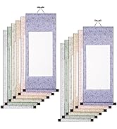 SOUJOY 12 Pcs Blank Hanging Scroll Paper, 28" x 11" Wall Mounting Scrolls Set with Dragon Pattern...