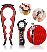 Jar Opener for Weak Hands, Seniors with Arthritis, 5 in 1 Multi Function Bottle Opener Lid Opener...