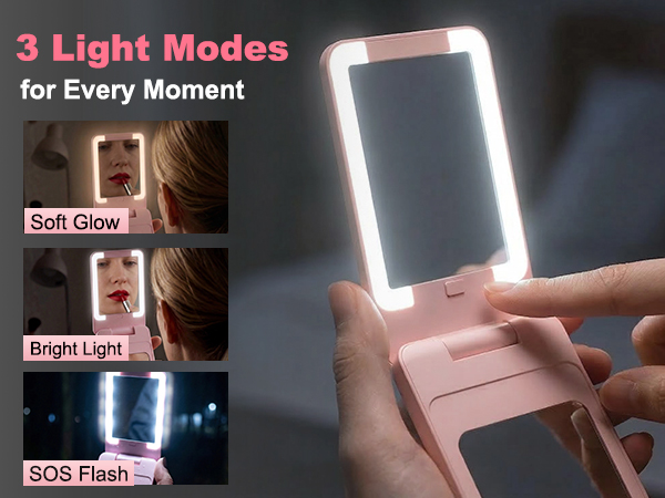 3X magnifying mirror helps with close detail checks and makeup touch-ups.