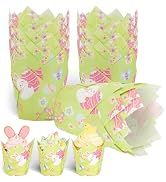 100Pcs Tulip Cupcake Liners, Food Grade Non-Stick Greaseproof Muffin Liners, Parchment Paper Cupc...